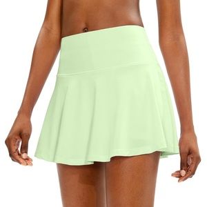 WOMEN’S MINT/LIME PLEATED TENNIS SKORT WITH POCKETS - S
